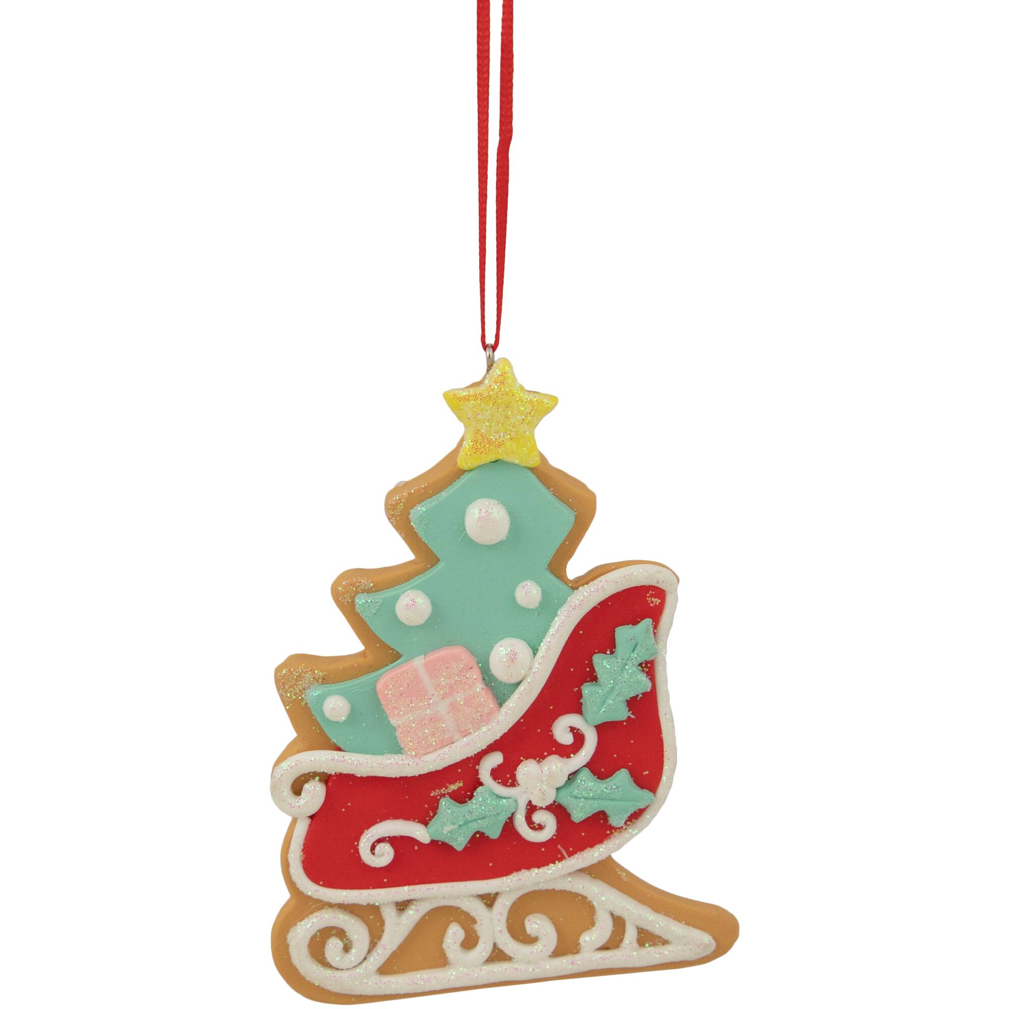 3.5" Glittered Sleigh Cookie Ornament
